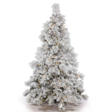 Vickerman 12' Flocked Alberta Artificial Christmas Tree, Pure White LED Lights - Snow Covered Faux Tree - Seasonal Indoor Home Decor - Easy Assembly Vickerman
