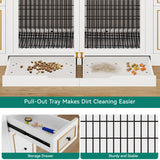 YITAHOME Double Dog Kennel Furniture with Tray, 79" Dog Crate Table with Storage for 2 Small/Medium Dogs, Indoor Wooden Dog House TV Stand, White YITAHOME