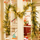 EXKRAEFT Christmas Pine Garland with Lights for Decorations 9FT Artificial Norfolk Pine Garland Realistic, Prelit Garland Lighted Christmas Garland for Mantle Christmas Garland Battery Operated EXKRAEFT