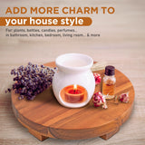 Demigo Round Wood Riser Board 9.5 inches, Natural Acacia Wood, Farmhouse Plant Holder, Multi-Purpose Display Stand, Wooden Pedestal for Soap, Plants, Candles, Countertop, Kitchen, Bathroom Demigo