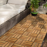 Solid Wood Interlocking Flooring Tiles (Pack of 10, 12" x 12"). Solid Wood Acacia Deck Tiles Interlocking Outdoor, Patio Tiles Outdoor Interlocking Waterproof All Weather 12" x 12" RAKYTO