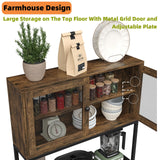 Furniouse 6-Tier Kitchen Bakers Rack with Power Outlet, Industrial Microwave Oven Stand with Shelves, Kitchen Utility Storage Shelf with Cabinet, Standing Storage Rack (Rustic Brown) Furniouse