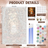 DOMROM Framed Paint by Numbers Kit for Adults Beginners with Wooden Easel, Halloween Ghost and Pumpkin Paint by Number Kit on Canvas, DIY Oil Painting Kits for Home Wall Decor Gift 8x12in DOMROM