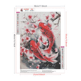 Lxmsja Koi Fish Diamond Art Kits for Adults, Flower DIY Full Drill Diamond Painting Kits for Beginners, 5D Gem Art Crafts for Adults, Home Wall Decor 12x16 inch Lxmsja