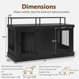 MCombo Large Dog Crate Furniture TV Stand, Wooden Dog Kennel with Double Doors, Indoor Furniture Style Dog Crate House End Table, 1861 (Black) MCombo