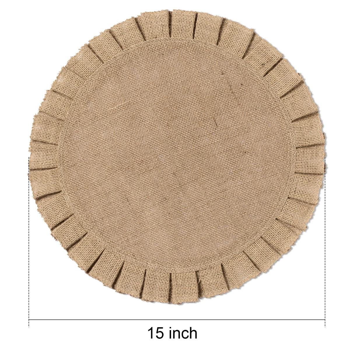 FunWheat Burlap Round Braided Placemats Set of 6 for Dining Tables 15 Inch Heat Resistant Jute Table Mats Farmhouse Woven Fabric Natural Place mats for Decoration(Ruffled Lace) FunWheat