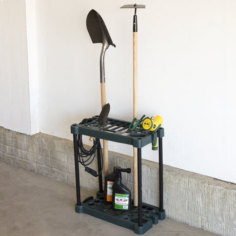 Garden Tool Organizer - 23-Inch Utility Rack Holds up to 30 Yard Tools to Maximize Floor Space - Garage Storage and Organizers by Stalwart (Green) Stalwart