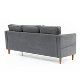 Mellow HANA Modern Linen Fabric Sofa Couch with Armrest Pockets, Dark Heather Grey Mellow