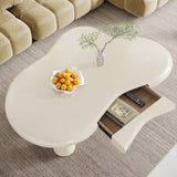 Tribesigns 46.4" Cloud Coffee Table with Storage Drawer, Modern White Irregular Center Tea Table with 4 Legs for Living Room Tribesigns