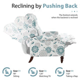 Christopher Knight Home 29.75" Push Back Recliner Chair,Upholstered Recliner Armchair with Classic Wing Back and Solid Gourd-Shaped Wooden Legs, White&Blue Christopher Knight Home