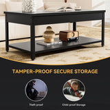 SmartEdge Coffee Table with Gun Safe with Biometric Lock, Lock Storage Table Designed for Firearms and Wine, Hidden Gun Storage for Jewelry Money Rifles Pistols and Ammo (Black Marble Wood) SmartEdge