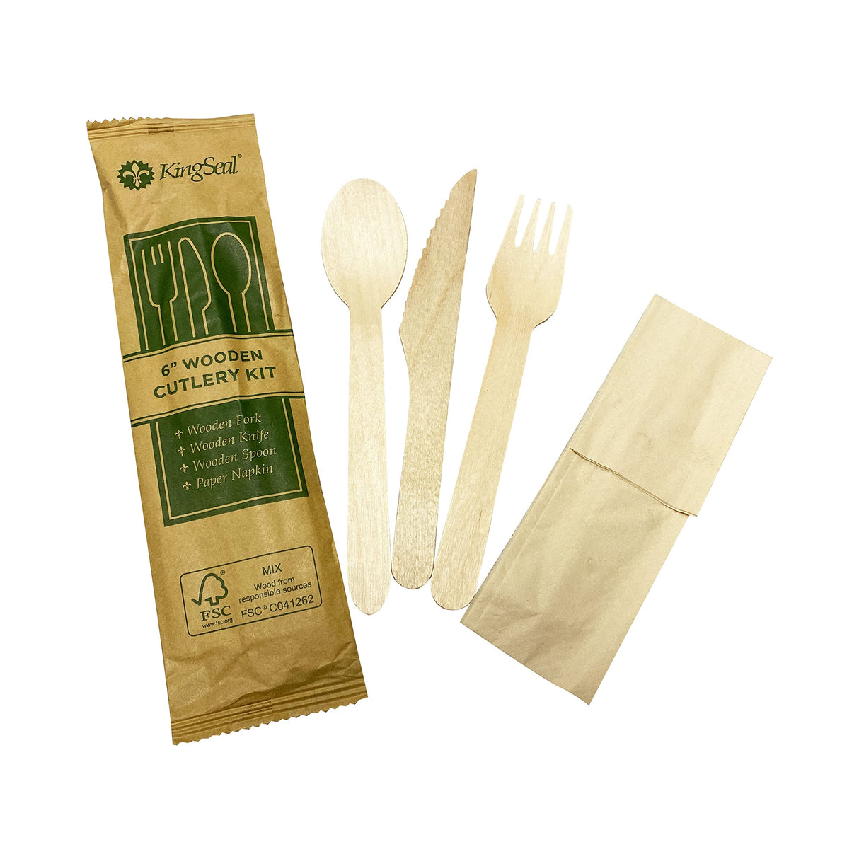 KingSeal Disposable Birch Wood Cutlery Spoons, Biodegradable and Earth Friendly, 6.25 Inch Length - 1 Pack of 100 pcs KingSeal