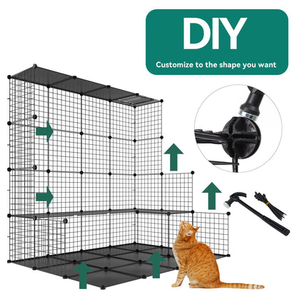 YITAHOME Large Cat Cage, Cat Enclosures Outdoor DIY Pet Kennels Playpen Cat House Catio with Hammock for 1-6 Cats