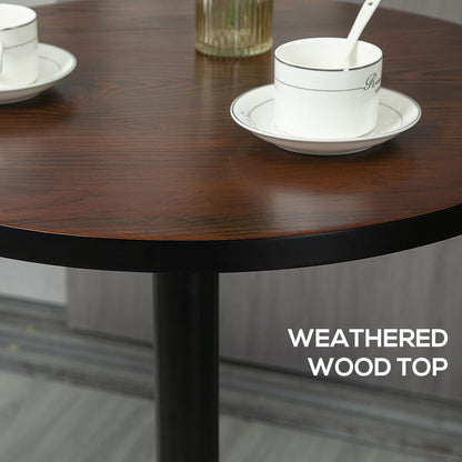 Rustic Industrial 42" Round Bar Table with Weathered Elm Wood Top and Sturdy Metal Base