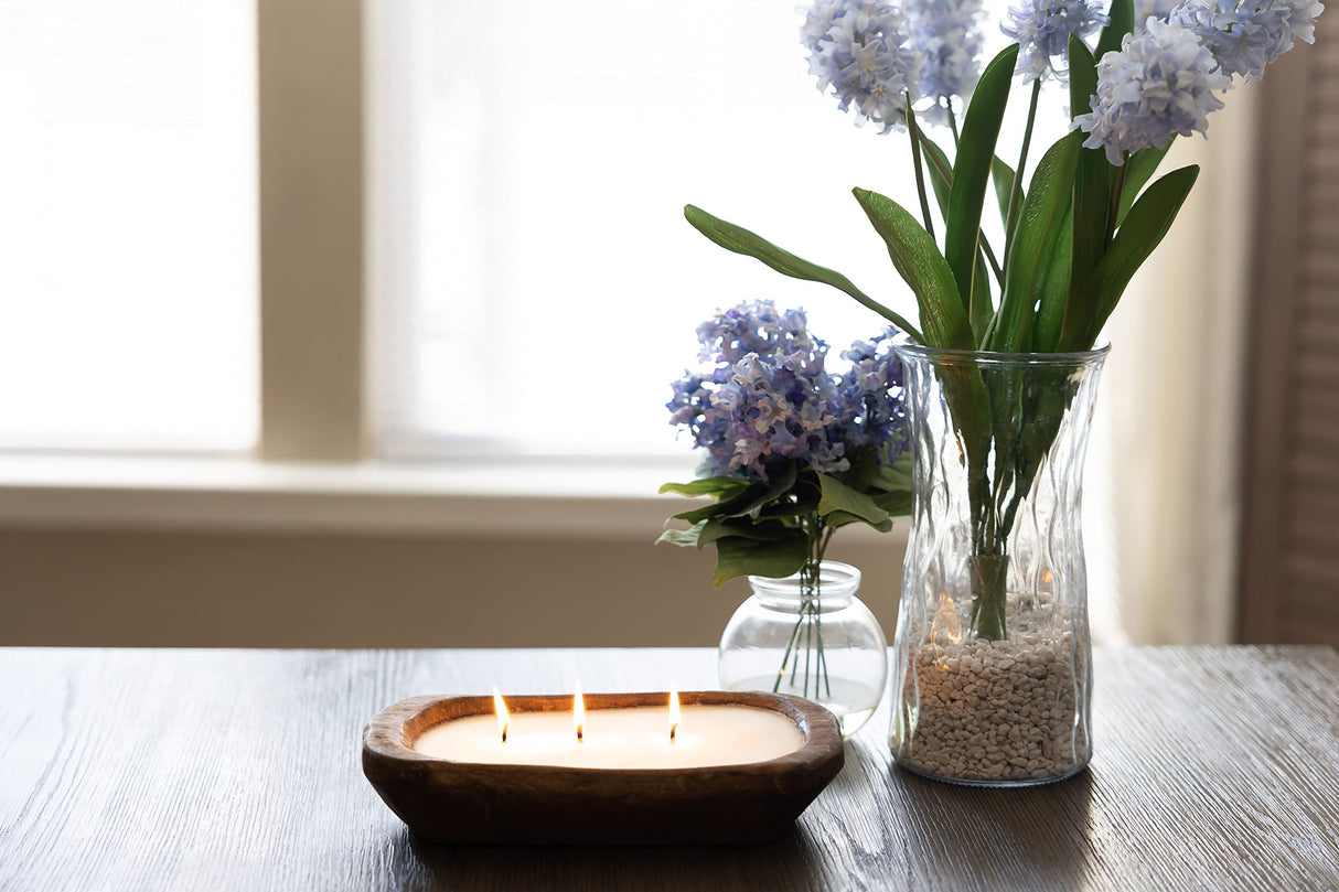 Red Barn Candle Company Wood Dough Bowl Candles | 100% Natural Soy Wax & Essential Oil Infused | Odor Eliminating + Pet Safe | Scented Candle Gifts for Men & Women (Lavender, 3-Wick) Red Barn Candle Company