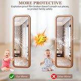 LVSOMT 63"×18” Wooden Full Length Mirror, Full Body Mirror, Standing Floor Mirror, Solid Wood Frame, Stand Up or Wall-Mounted, Dressing Mirror for Bedroom, Rustic Mirror, Walnut LVSOMT