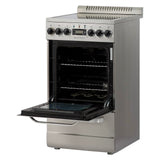 West Bend WB200ERPSS 20-Inch Electric Range, Compact Design, Top with 4 Cooking Zones, Glass Oven Door, Storage Drawer, and Rotisserie Accessories, 2.0 Cu. Ft, Stainless Steel, Metallic West Bend