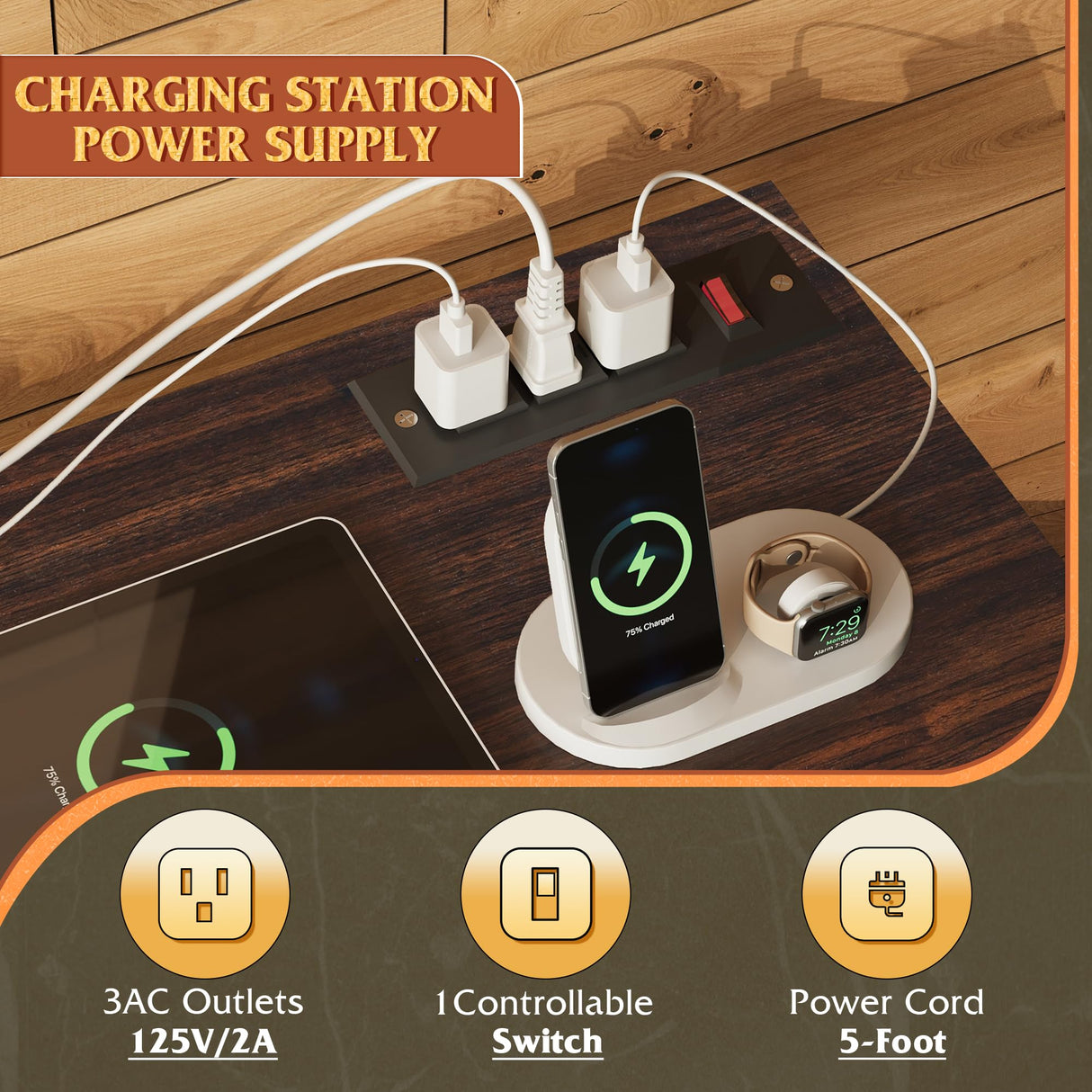 WLIVE 5 Drawer Dresser TV Stand for 45 Inch TV, Entertainment Center with Open Shelf and Power Outlet, Chest of Drawers for Bedroom, Living Room, Closet, Dark Grey WLIVE