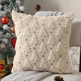 Allorry Christmas Pillow Covers 18 x 18 inch Set of 2 Beige Christmas Tree Pillow Covers Decorations Plush Faux Fur Soft Cushion Case for Winter Xmas Holiday Home Bedroom Sofa Decors PT004-C18 Allorry