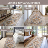 Madane Runner Rug 2x8, Washable Hallway Runner Rugs, Non-Slip Low-Pile Soft Kitchen Rug Runner Laundry Room Rug, Vintage Throw Entry Foyer Mat for Entrance Living Room (Turmeric/Grey, 2 x 8) Madane