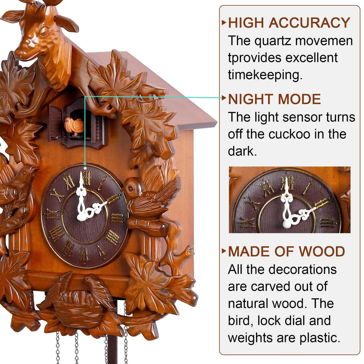 Kendal Large Handcrafted Wood Cuckoo Clock MX015-2 Kendal