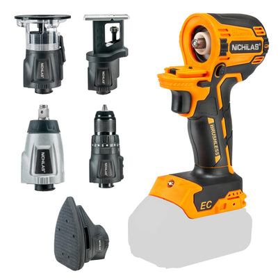 Nichilas Power Tools Combo Kit for DEWALT 20V Battery, Brushless Motor Electronic Chip Contact Startup, 5 IN 1 Cordless Drill Impact Wrench, Jigsaw, Sander, Trimmer Router (NO BATTERY)
