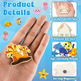 gisgfim 36Pcs Wooden Magnet Painting Craft Kit DIY Wooden Ocean Animal Magnets Coloring Arts Crafts for Kids Ages 4-8 8-12 for Birthday Party Gift Toys Sea Animal Craft Creativity Supplies Party Favor gisgfim