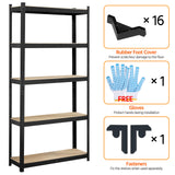 Topeakmart 5-Tier Utility Shelves, Metal Storage Shelves Garage Shelving Unit Adjustable Garage Storage Shelves Storage Racks Heavy Duty Shed Shelving- Black, 35.5 x 12 x 71 Inch Topeakmart