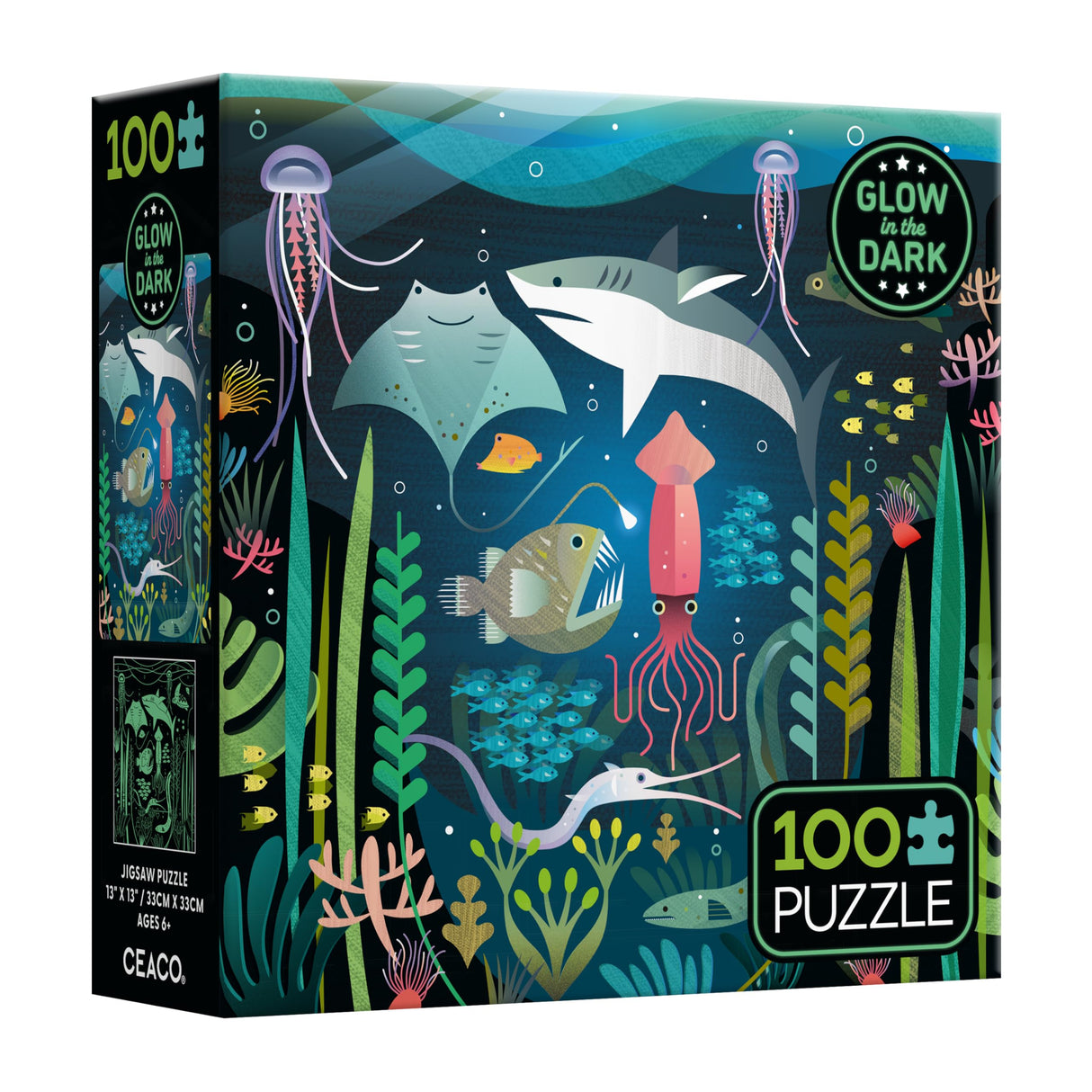 Ceaco - Glow in The Dark - Ocean Glow - 100 Piece Jigsaw Puzzle Ceaco