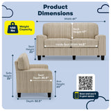 Serta Palisades 61" Track Arm Sofa, Easy Care Polyester, Soft Pillow Back, Pocket Coil Seat Cushions, Removable Covers, Loveseat or Couch for Small Spaces, Living Rooms or Bedrooms, Beige Serta