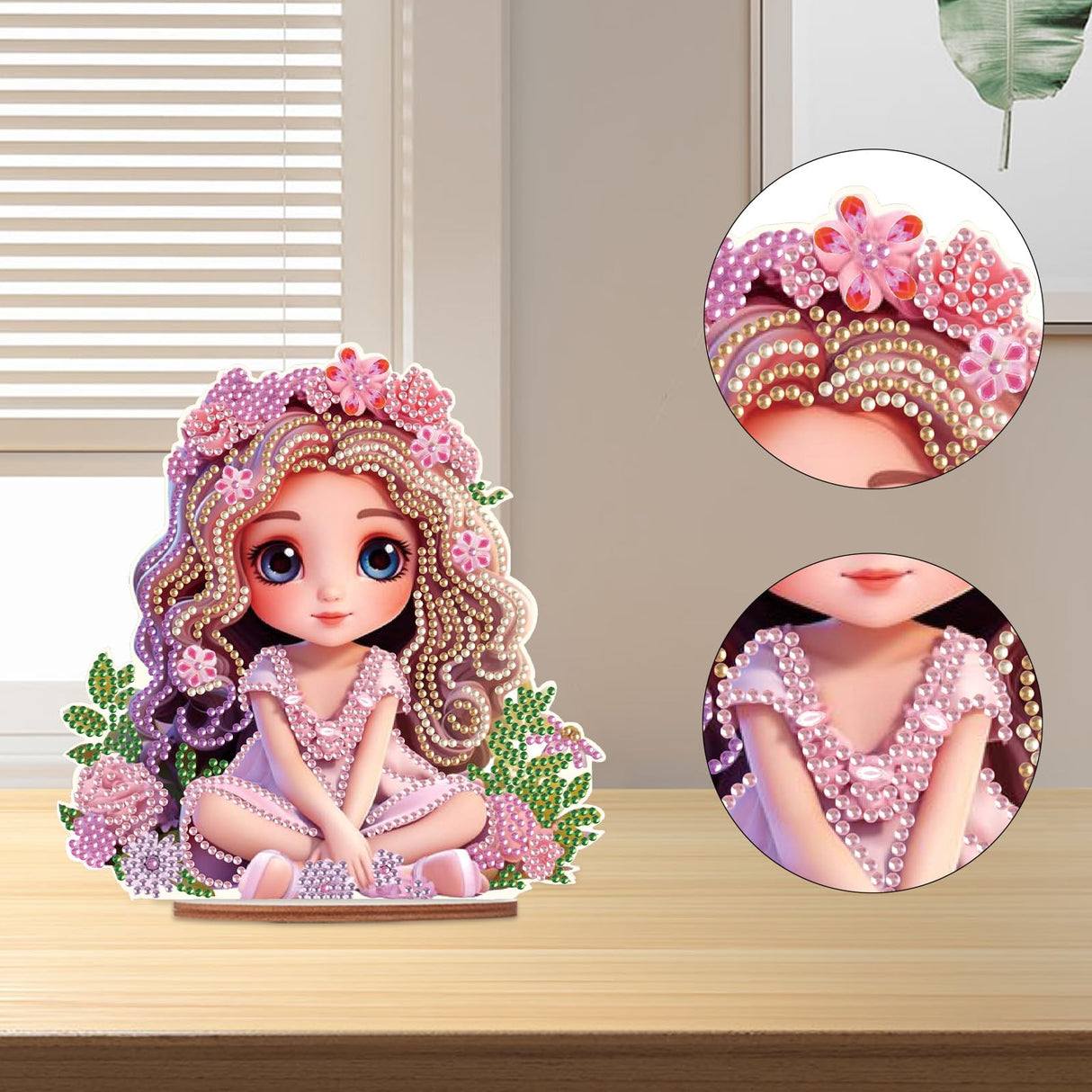 Pretty Princess Girl Pattern Table Top Diamond Painting Ornament Kits, DIY Special Shape Beads 5D Diamond Art Christmas Home Office Desktop Decorations Ornaments antor