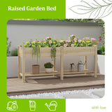 Raised Garden Bed, Planter Box with Storage Shelf, Elevated Wooden Planter Box with Legs, Garden Planter for Backyard, Patio, Balcony, Natural Wood (Natural, L) Dawnyard