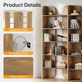 Tribesigns 70.87" Tall Farmhouse Bookshelf, 5-Tier Double Wide Bookcase with Open Shelves, Vintage Bookshelf for Living Room, Office, Study Room, Bedroom (1, Brown+Black) Tribesigns