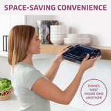 Casserole Dish Set - 3 Ceramic Baking Dishes for Oven with Silicone Oven Mitt - Rectangular Bakeware is Microwave, Freezer and Dishwasher Safe - Cooks Evenly and Saves Space with Nesting Design Kitchen Pixie