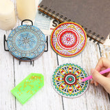 UPINS 8Pcs Mandala Diamond Art Painting Art Coasters Kits with Holder, Diamond Art Non Slip Coaster Kits DIY with Holder Crafts for Adults Diamond Art Painting Kits Supplies for Christmas Gift UPINS