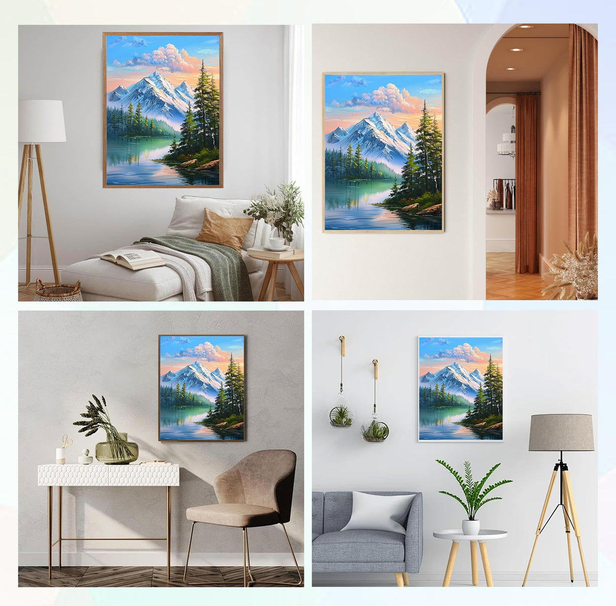 QENSPE 5D Diamond Art Snowy Mountain DIY Round Full Drill Diamond Painting Kits for Beginners,Landscape Diamond Dots for Adults,Home Wall Decor & Gift Perfect for Relaxation 12x16 inch QENSPE