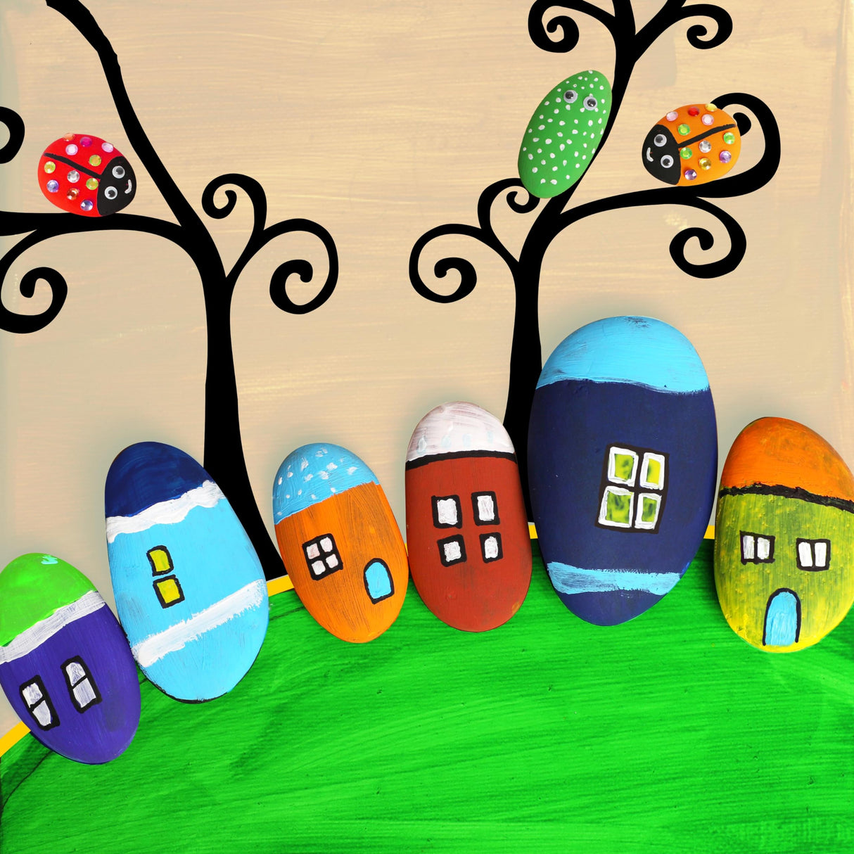 Halobios Rock Painting Kit, 55Pcs Rock Painting Supplies, Craft Kits with 12 Rocks, Painting Rocks for Adults, Arts and Crafts for Kids Ages 6-12, Art Supplies for Birthday Children's Day Gifts Halobios