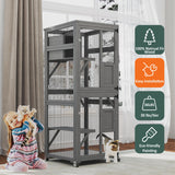 TIMHAKA Catio Outdoor Cat Enclosure, 4 Tier Indoor Catio with 4 Wheels, Platforms and Resting Box, Cat Cage with Waterproof Roof, Feral Animal Shelter with Removable Bottom and Easy Clean PVC Layer TIMHAKA