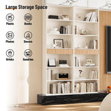 INNOD 72" Tall Bookshelf with Storage, 7-Tier Bookcase Fluted with Drawer, Display Book Shelf Book Organizer with Anti-tip Device, Home Decor Wood Furniture for Bedroom, Living Room and Office, White INNOD