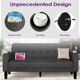 TYBOATLE Sofa Couch, Living Room Furniture Sectional Sofa Sets of 3 Pcs, Tufted Mid-Century Loveseat w/USB, Cupholders & Comfy Single Sofa for Small Space, Apartment, Office (Dark Grey) TYBOATLE