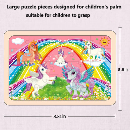 Puzzles for Kids Ages 4-6, 4 Pack Wooden Jigsaw Puzzles 24 Pieces The Castle Puzzle Preschool Educational Learning Toys Set for Boys and Girls