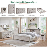 RedLemon Farmhouse 5 Drawer Dresser, 48" Tall Rustic Chest of Drawers, Wood Dresser for Bedroom, Living Room, Hallway, Antique Brush White RedLemon