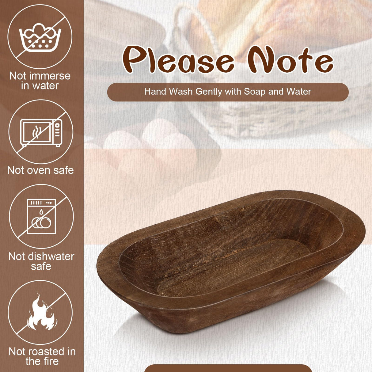 Nuogo 20 Pcs Wooden Dough Bowls Bulk 8.6 Inch Rustic Vintage Hand Carved Wood Dough Bowls Dining for DIY Home Crafts Making Farmhouse Fruits Supplies Nuogo