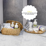 LUSYDECO Set of 2 Hand Round Wicker Storage Baskets with Lid, Rattan Basket Decorative Boxes, Woven Storage Box Hyacinth Basket with Lids, Scalloped Edge Wicker Basket with Lid LUSYDECO