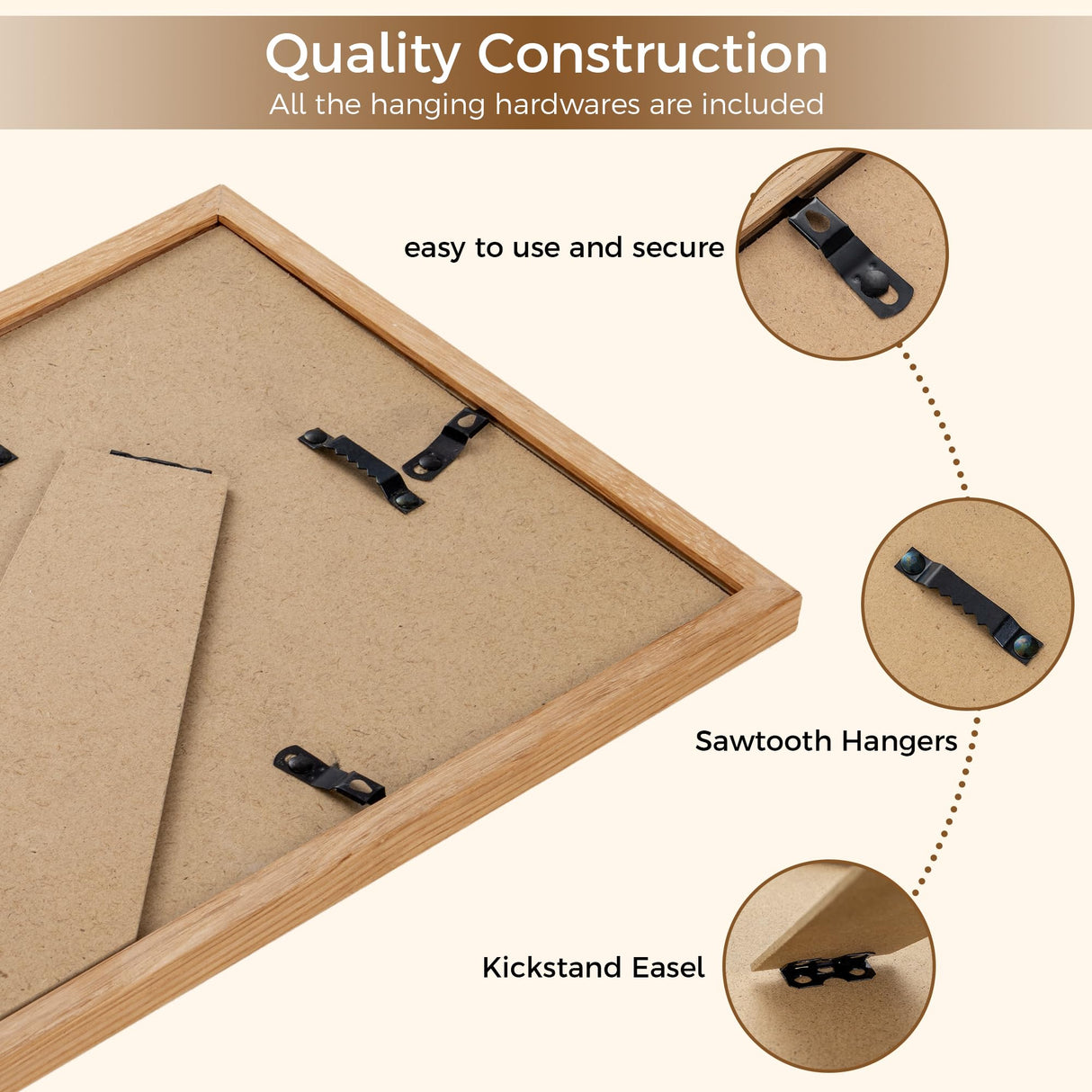 Fun Memories 8x10 Oak Picture Frame for Wall, 8x10 Frame with Matted to 5x7, Solid Wood Picture Frames for Wall Art Photo and Prints (Beige, 1 Pack) Fun Memories