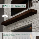 BoscoMondo 48 Inch Fireplace Mantel - Solid One Piece Rustic Wood - Wall Mounted Floating Farmhouse Shelf - with Invisible Heavy Duty Metal Bracket (48", Intense Brown) BoscoMondo