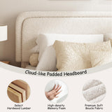 GLOLLOSPARK King Size Boucle Bed Frame, Cloud Upholstered Platform Bed with Height Adjustable Headboard & Soft Rounded Corners, No Box Spring Needed, Noise Free, Easy Assembly, Beige GLOLLOSPARK