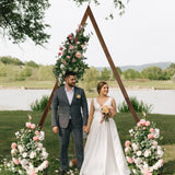 Wooden Wedding Arch 8.2FT, Triangle Wedding Arch, Wedding Arches for Ceremony, Natural Wood Wedding Backdrop Stand for Garden Wedding Parties, Wooden Arch Decor Rustic Wedding Arch Decorations Yaseingoo