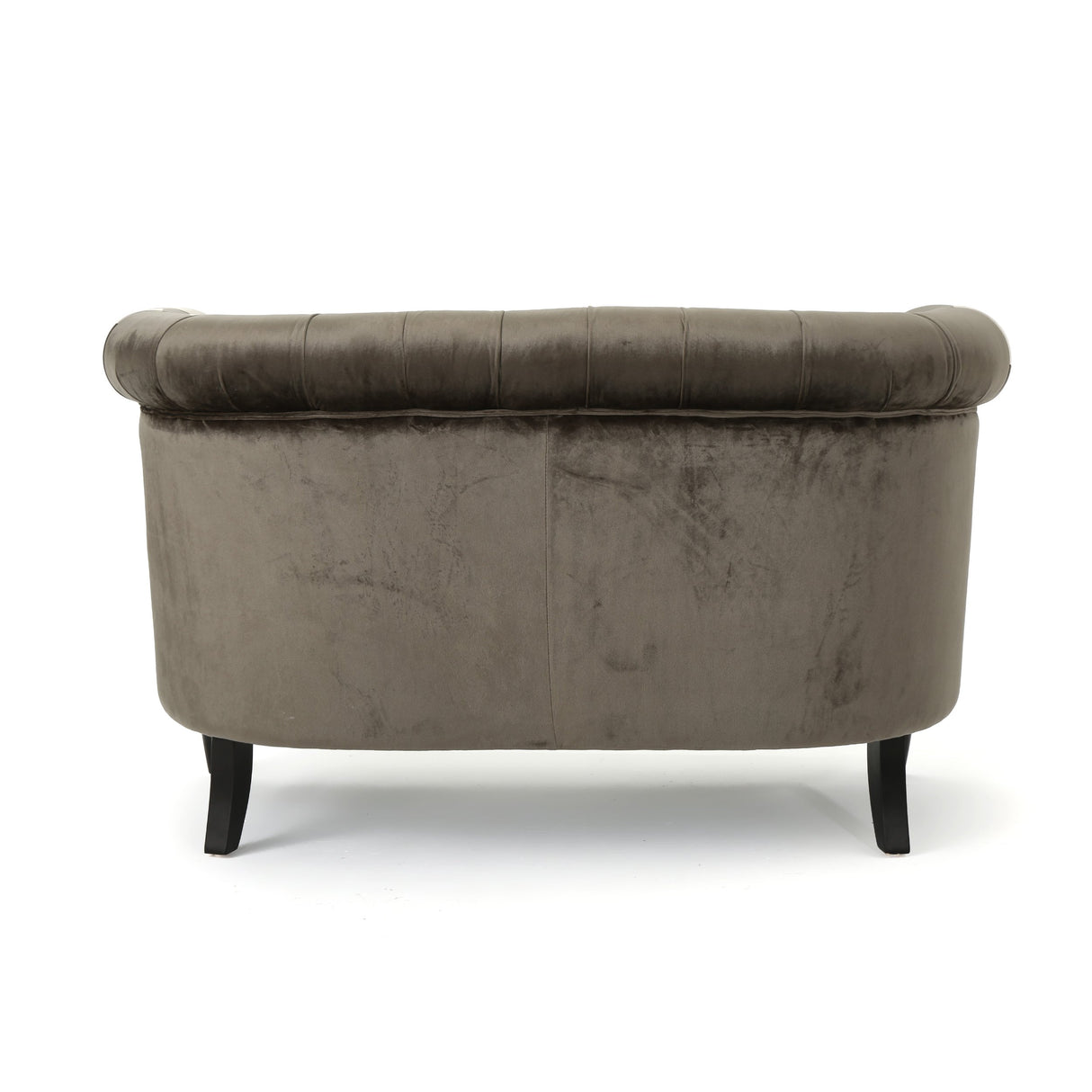 Christopher Knight Home Milani Tufted Scroll Arm Velvet Loveseat, Grey / Dark Brown Christopher Knight Home