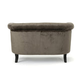 Christopher Knight Home Milani Tufted Scroll Arm Velvet Loveseat, Grey / Dark Brown Christopher Knight Home